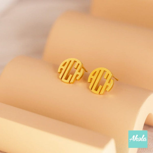 SP024 Block Monogram Initial 925 Sterling Sliver Name Earrings 字母組合耳環 (一隻) - Ahola