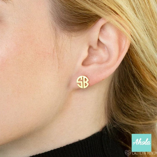 SP024 Block Monogram Initial 925 Sterling Sliver Name Earrings 字母組合耳環 (一隻) - Ahola