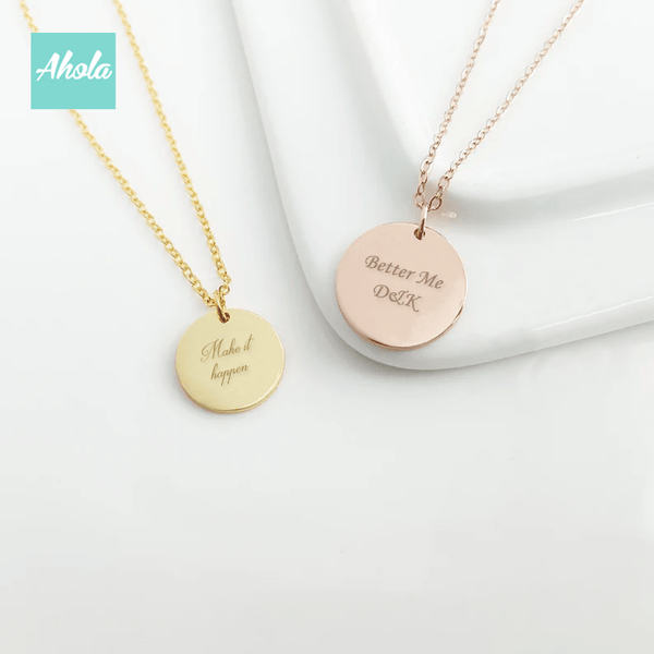 SP010 Double sided 925 Sterling Sliver Engrave Disc Necklace - Ahola