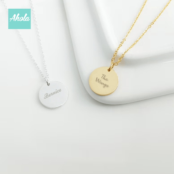 SP010 Double sided 925 Sterling Sliver Engrave Disc Necklace - Ahola
