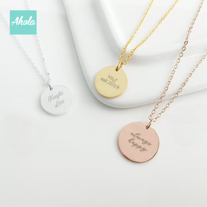 SP010 Double sided 925 Sterling Sliver Engrave Disc Necklace - Ahola