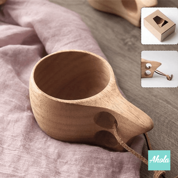 【Kuksa】Wooden Cup 橡膠木製帶柄杯 ( 3-5個工作日完成)