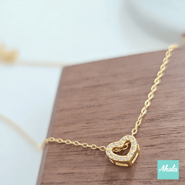【Peretti】Zirconia Heart Necklace 純銀心形鋯石頸鏈