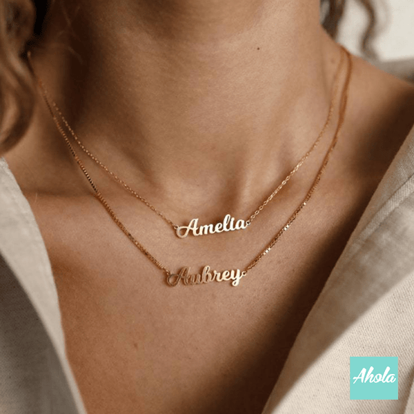 SP068 Platinum Plated Sterling Silver name necklace