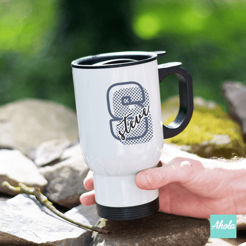 【Dotted Initial】Stainless Steel Travel Tumbler 點點字母不鏽鋼保溫杯 - Ahola