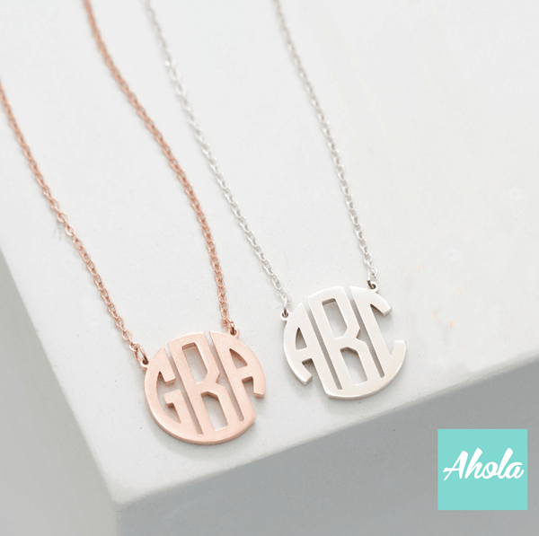 SP023 Block Monogram Initial 925 Sterling Sliver Necklace  📣此產品新年/情人節前出貨已截單, 由1月15號至2月26號落單將會在3月中/尾寄出 - Ahola
