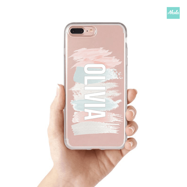 【Brush Stroke】Soft PU transparent phone case 彩色筆刷名字透明電話軟殼 - Ahola