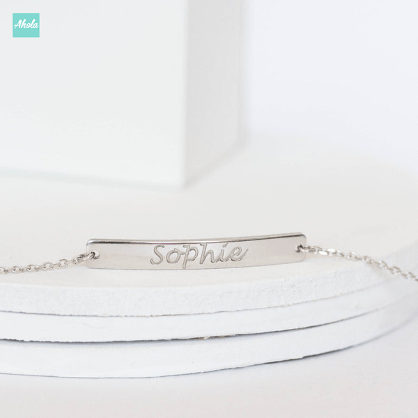 SP022 長牌刻字手鏈 Sterling Silver Engraved Bar Bracelet  📣此產品新年/情人節前出貨已截單, 由1月15號至2月26號落單將會在3月中/尾寄出 - Ahola