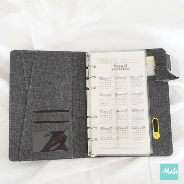【Name】Loose leaf Notebook with Portable Charger External Battery Power Bank 自訂名字多功能活頁筆記簿便攜式差電器 - Ahola