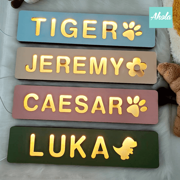 【Brighter】Personalized Name Wooden Sign Night Light 木牌小夜燈