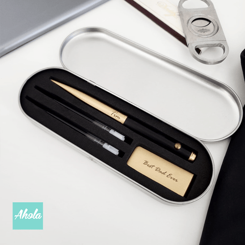 【Cuivre】Engraved Brass Pen + Money Clip Set 刻字原子筆+錢夾