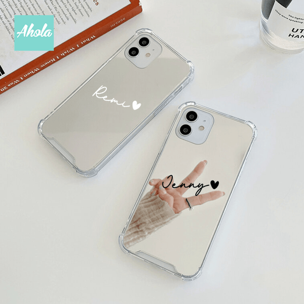 【Heart】Protective Heart Print Mirror Phone Case 全包邊名字心心鏡面電話殼
