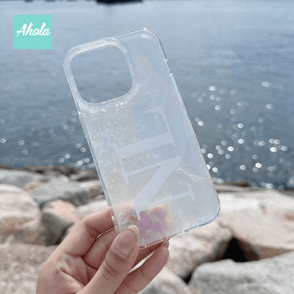 【Seashell】Protective Iridescent Pearl Shine Phone Case 全包邊名字貝殼紋電話殼