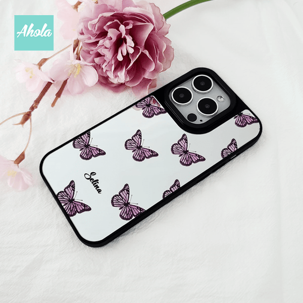 【Butterfly】Protective Mirror Phone Case 全包邊蝴蝶鏡面名字電話殼