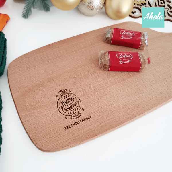 【Merry Christmas】Maple Wood Cutting Board with Handle 聖誕楓木刻字多用途砧板 (3-5個工作天完成)