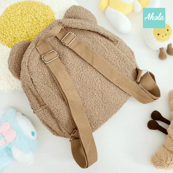 【Teddy Bear】Embroidered Teddy Bear Fleece Backpack