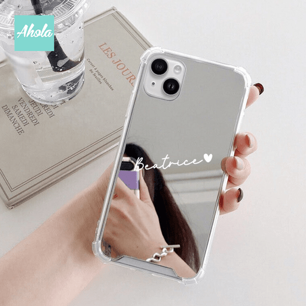 【Heart】Protective Heart Print Mirror Phone Case 全包邊名字心心鏡面電話殼