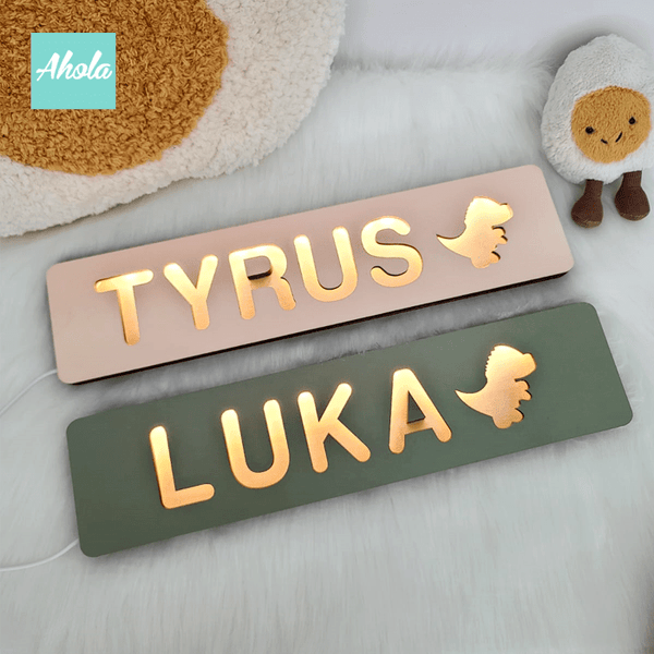 【Brighter】Personalized Name Wooden Sign Night Light 木牌小夜燈