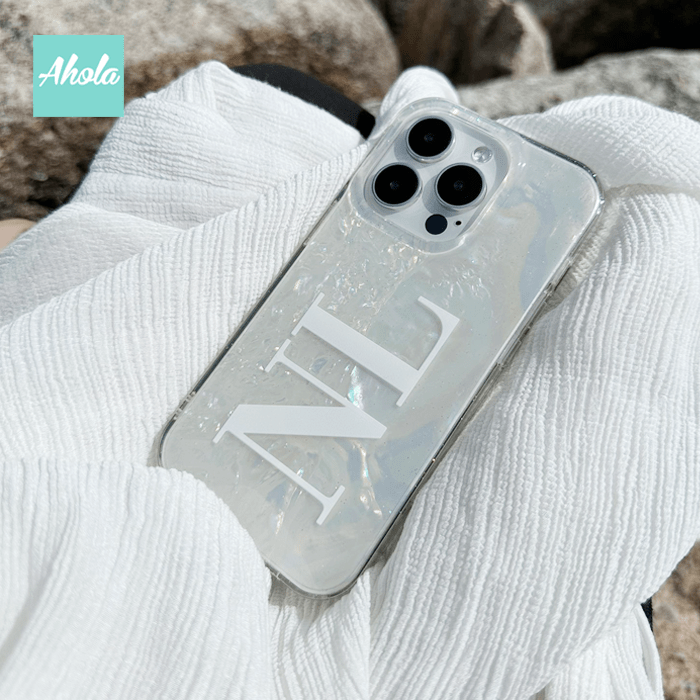 【Seashell】Protective Iridescent Pearl Shine Phone Case 全包邊名字貝殼紋電話殼