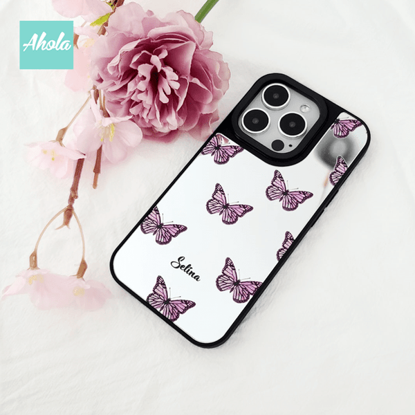 【Butterfly】Protective Mirror Phone Case 全包邊蝴蝶鏡面名字電話殼