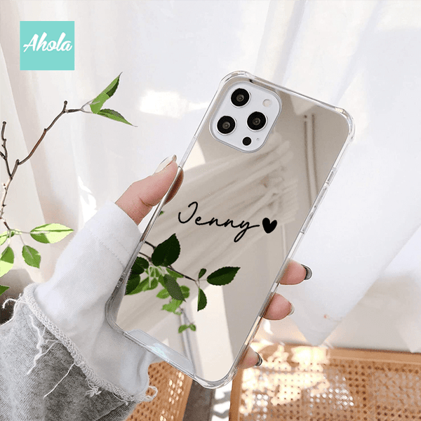 【Heart】Protective Heart Print Mirror Phone Case 全包邊名字心心鏡面電話殼