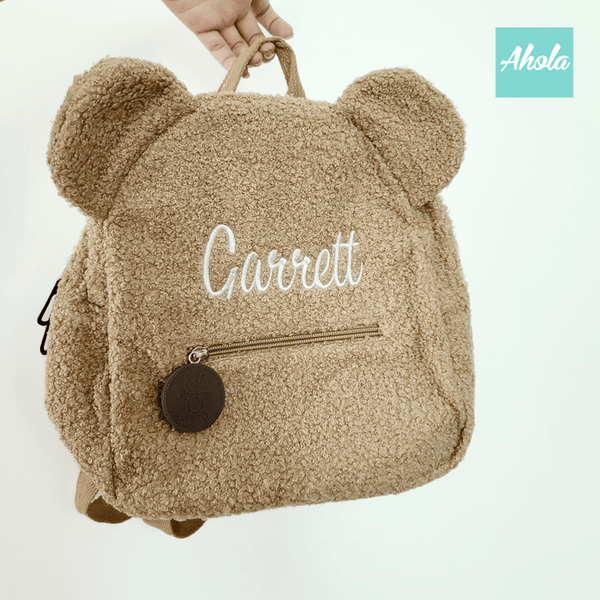 【Teddy Bear】Embroidered Teddy Bear Fleece Backpack