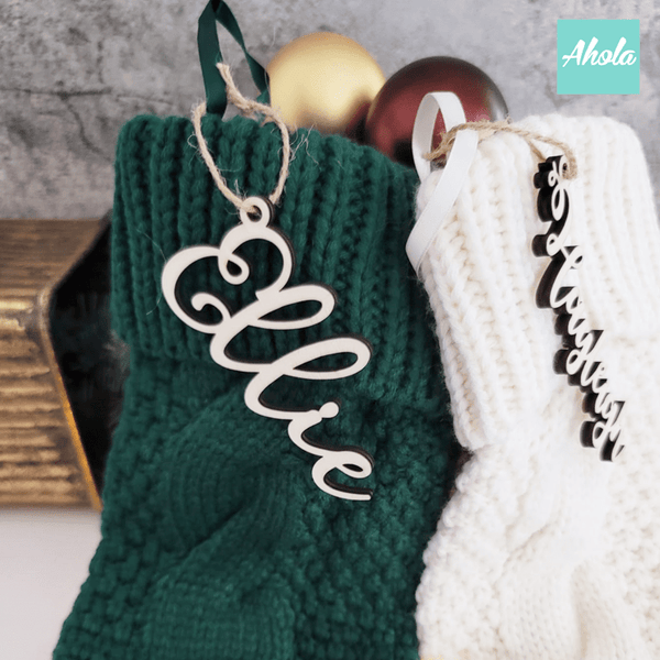 【Festive】Personalised Embroidered Knit Christmas Stocking 木製名牌針織聖誕襪❄️聖誕限定的客製聖誕襪🎄 11/15截單，12月初寄出到中寄出