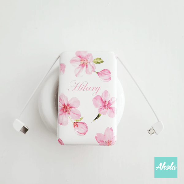 【Cherry Blossom】Portable Power Bank with built-in wire 櫻花內置線便攜式差電器 - Ahola