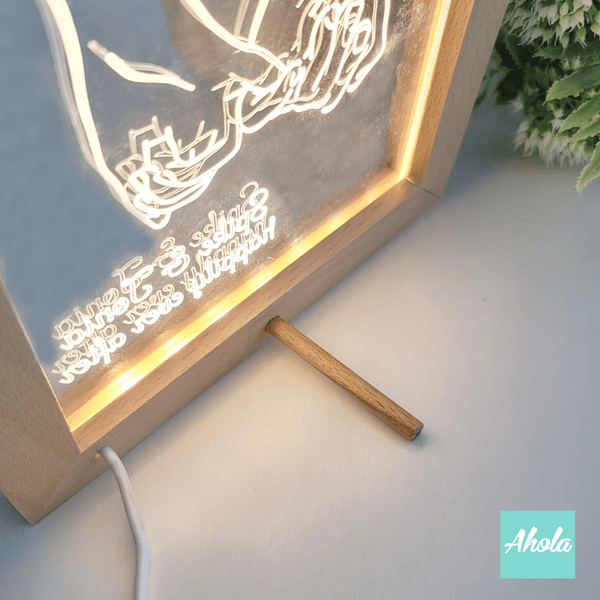 【Pinky promise】Wooden Frame LED Acrylic Light 勾手指承諾亞加力相架夜燈