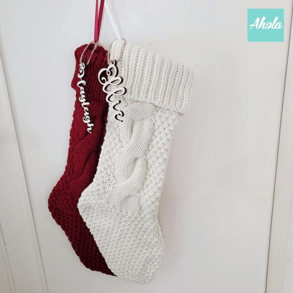 【Festive】Personalised Embroidered Knit Christmas Stocking 木製名牌針織聖誕襪❄️聖誕限定的客製聖誕襪🎄 11/15截單，12月初寄出到中寄出