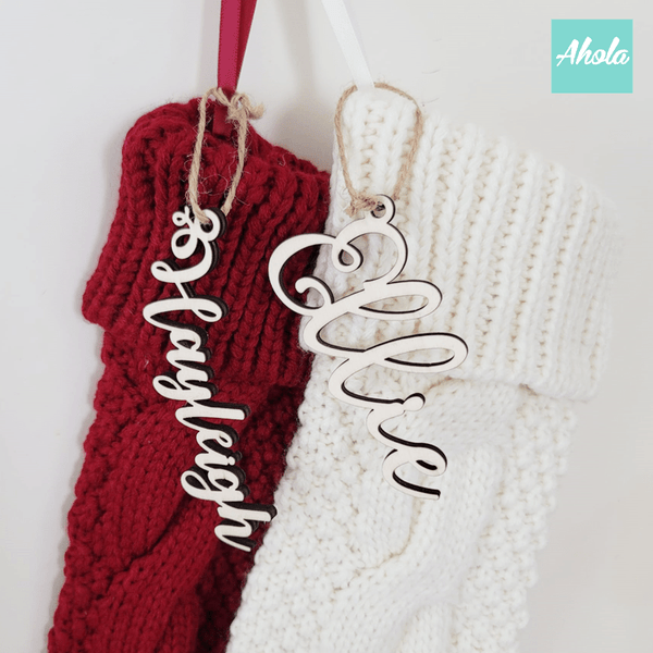 【Festive】Personalised Embroidered Knit Christmas Stocking 木製名牌針織聖誕襪❄️聖誕限定的客製聖誕襪🎄 11/15截單，12月初寄出到中寄出