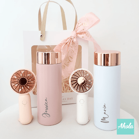 【Summer】Engraved Stainless Steel Water Bottle + Mini Fine Fan 刻字不鏽鋼保冷/保温樽+便攜風扇套裝