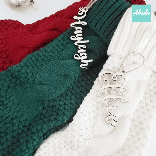 【Festive】Personalised Embroidered Knit Christmas Stocking 木製名牌針織聖誕襪❄️聖誕限定的客製聖誕襪🎄 11/15截單，12月初寄出到中寄出