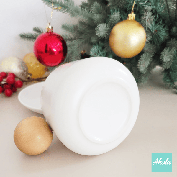 【Milta】Engraved Wooden Ball Handle Ceramic Cup with dish 刻字木球杯柄陶瓷杯連杯碟
