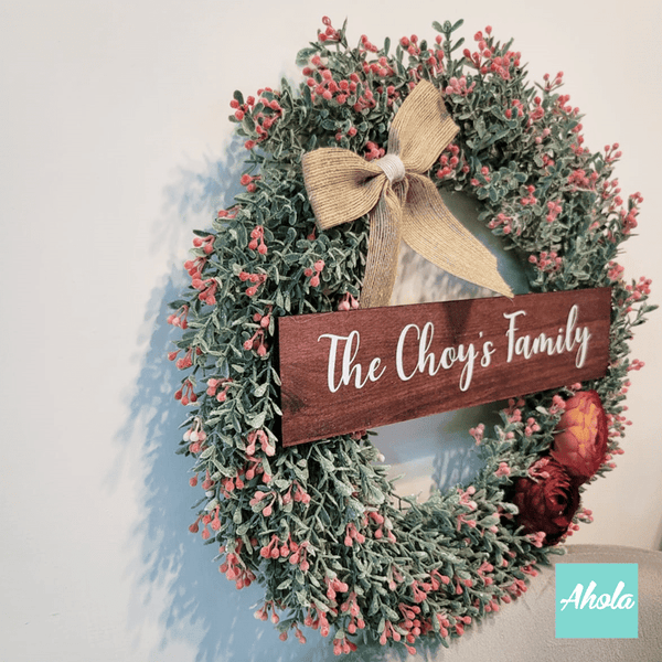 【Harold】Christmas Wreath with Wooden tag 聖誕花環木製刻牌   ❄️聖誕限定的客製木牌聖誕花環🌸 11/15截單，12月初寄出