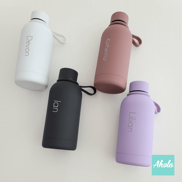 【Mivid】Engraved Name Stainless Steel Hot or Cold Matte Bottle with Loop Handle 刻名不鏽鋼保冷/保温連手環樽