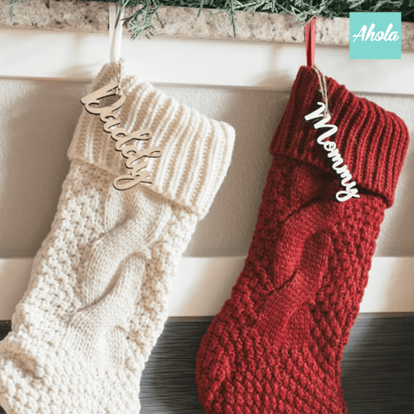 【Festive】Personalised Embroidered Knit Christmas Stocking 木製名牌針織聖誕襪❄️聖誕限定的客製聖誕襪🎄 11/15截單，12月初寄出到中寄出