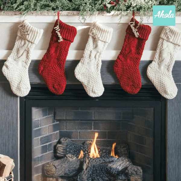 【Festive】Personalised Embroidered Knit Christmas Stocking 木製名牌針織聖誕襪❄️聖誕限定的客製聖誕襪🎄 11/15截單，12月初寄出到中寄出