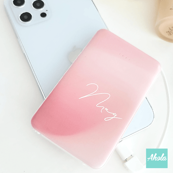 【French Pink】Portable Power Bank with built-in wire 法國粉色內置線便攜式差電器
