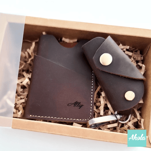 【Picard】Genuine Leather Wallet + Key Pouch Gift Set 刻字真皮錢包+鑰匙包禮品套裝