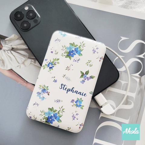 【Veronica Blue】Portable Power Bank with built-in wire 維羅妮卡藍花內置線便攜式差電器