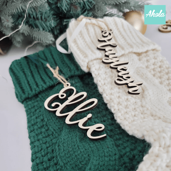 【Festive】Personalised Embroidered Knit Christmas Stocking 木製名牌針織聖誕襪❄️聖誕限定的客製聖誕襪🎄 11/15截單，12月初寄出到中寄出