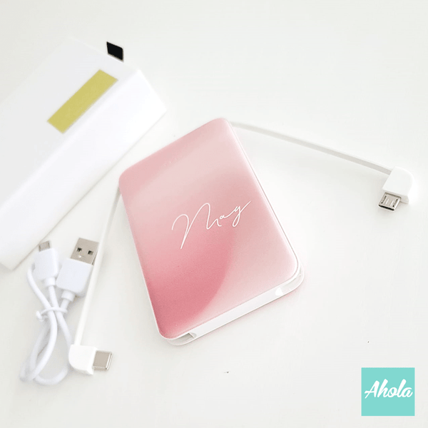 【French Pink】Portable Power Bank with built-in wire 法國粉色內置線便攜式差電器