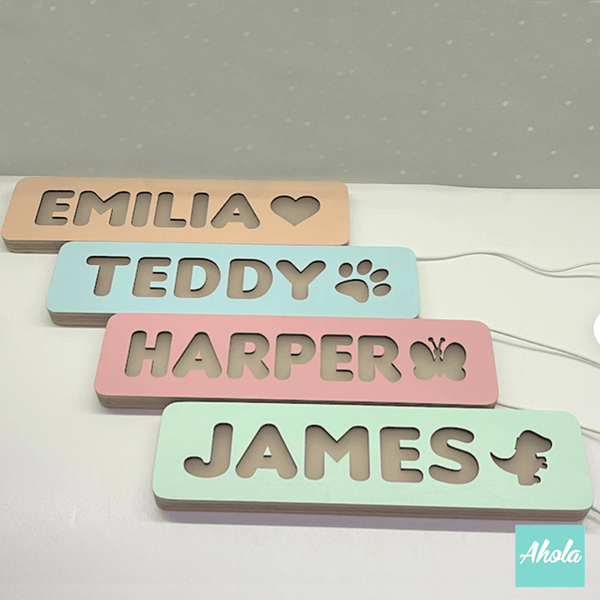 【Brighter】Personalized Name Wooden Sign Night Light 木牌小夜燈
