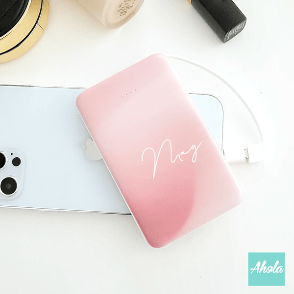 【French Pink】Portable Power Bank with built-in wire 法國粉色內置線便攜式差電器
