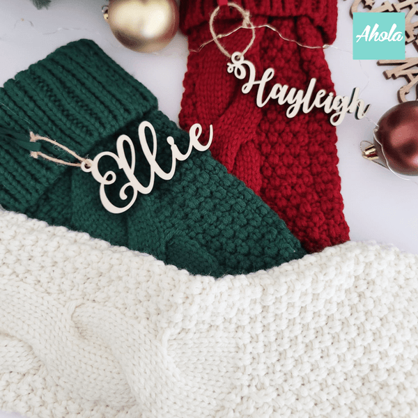 【Festive】Personalised Embroidered Knit Christmas Stocking 木製名牌針織聖誕襪❄️聖誕限定的客製聖誕襪🎄 11/15截單，12月初寄出到中寄出