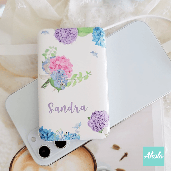 【Hydrangea】Portable Power Bank with built-in wire 繡球花內置線便攜式差電器