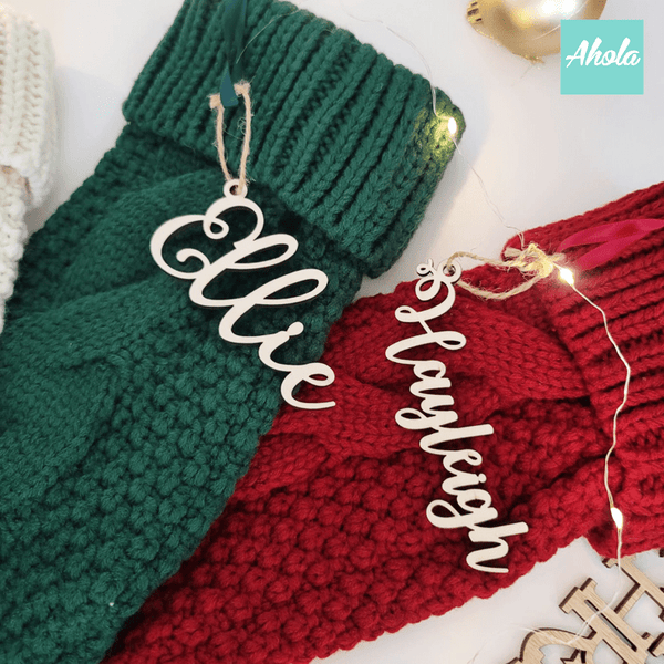 【Festive】Personalised Embroidered Knit Christmas Stocking 木製名牌針織聖誕襪❄️聖誕限定的客製聖誕襪🎄 11/15截單，12月初寄出到中寄出