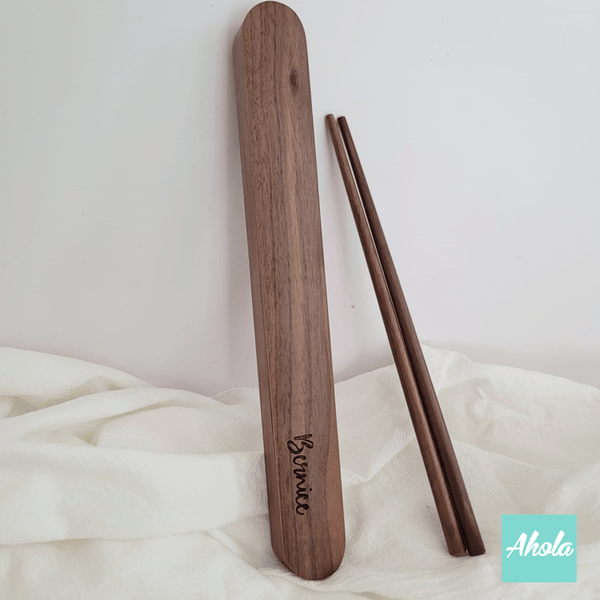 【Acme】Engraved Wood Chopsticks With Case 胡桃木刻字餐具盒+筷子 (3-5個工作天完成)