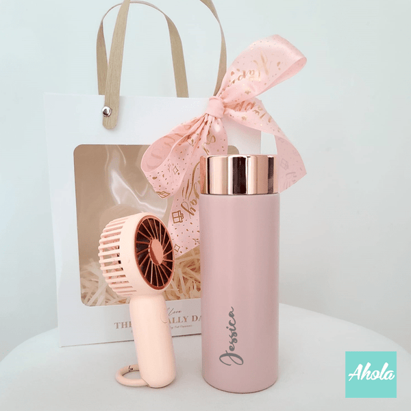 【Summer】Engraved Stainless Steel Water Bottle + Mini Fine Fan 刻字不鏽鋼保冷/保温樽+便攜風扇套裝